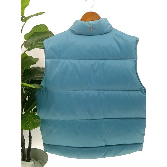 OP Ocean Pacific Men's Teal/Gray Quilted Zip Up Reversible Puffer Vest Large - Picture 3 of 9